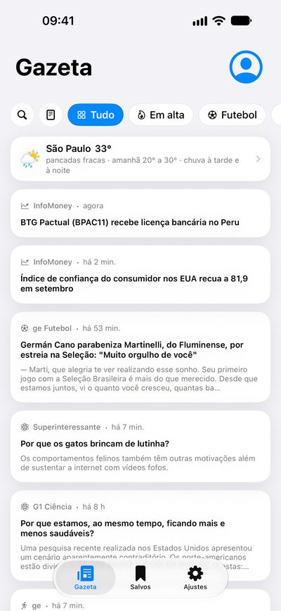 O feed, no Gazeta