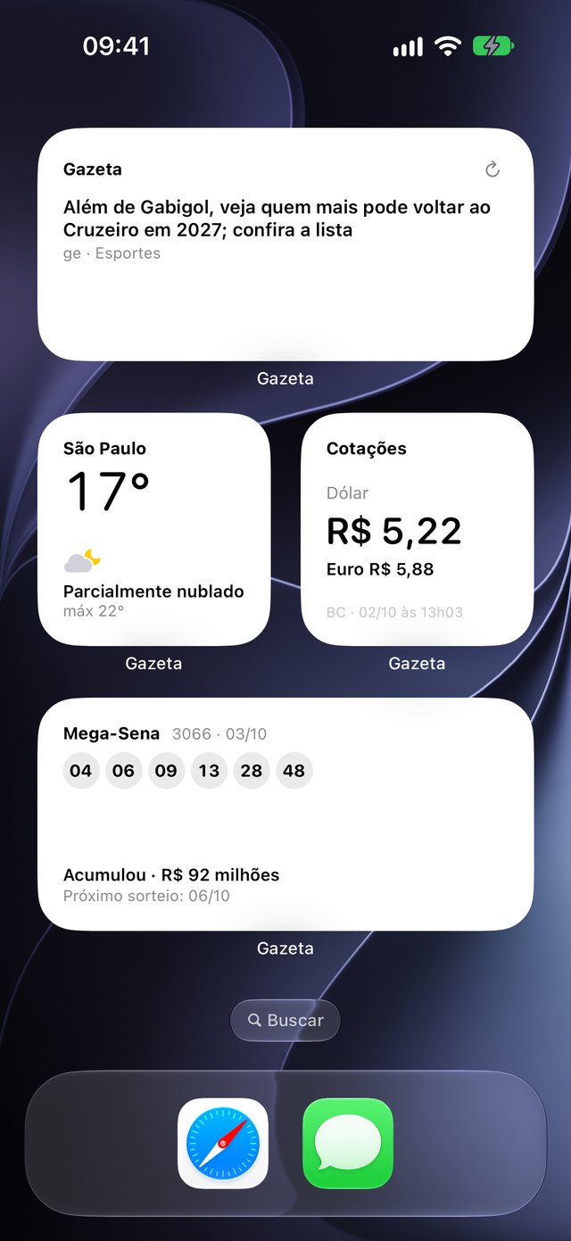 Widgets de Gazeta en la pantalla de inicio